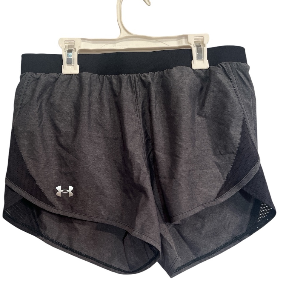 Under Armour Shorts Women Medium Heatgear Loose Panty Lined Gray Logo Si
